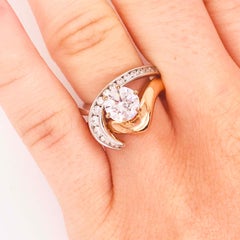 GIA Diamond 2 Carat Solitaire & Diamond Wrap Band Rose & White Gold Wedding Set