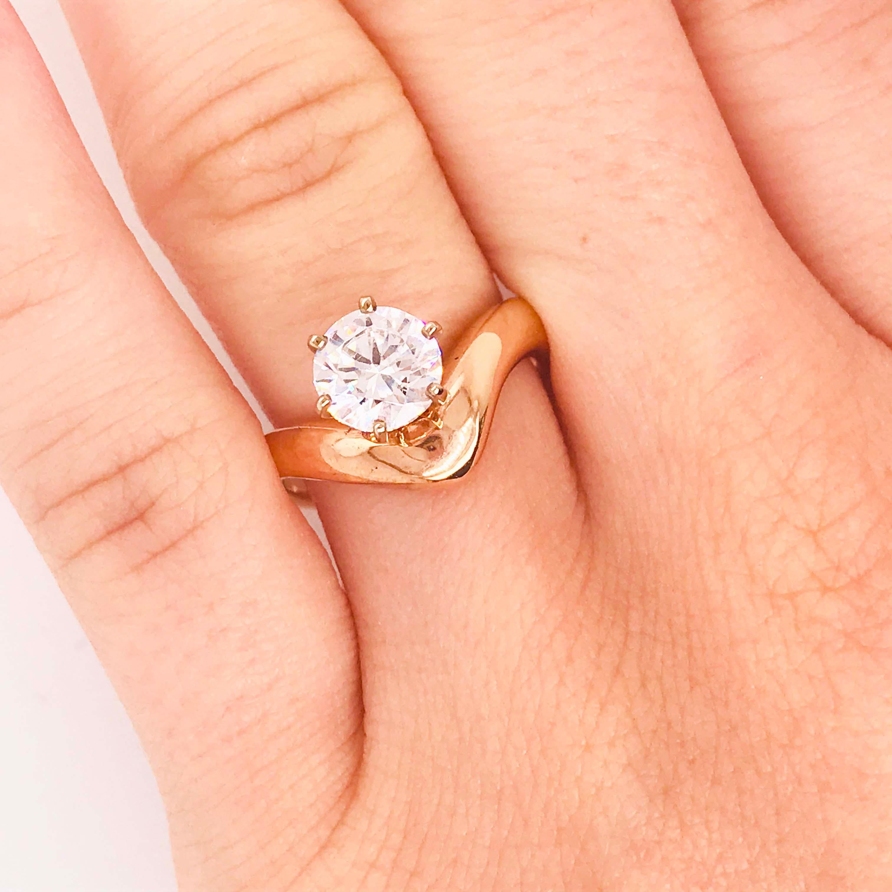 GIA Diamond 2 Carat Solitaire & Diamond Wrap Band Rose & White Gold Wedding Set en vente 2