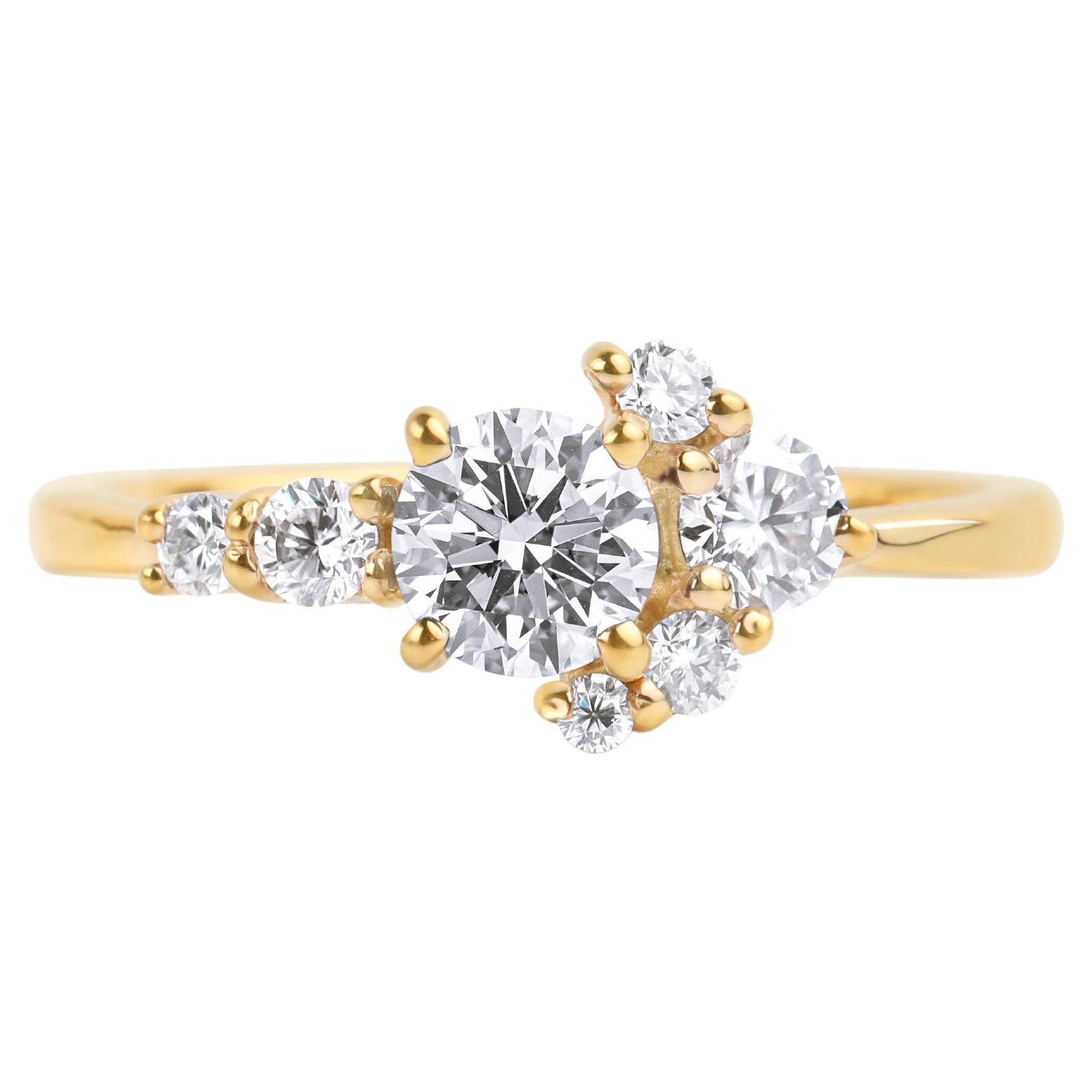 GIA-Diamant-Cluster-Ring, Verlobungsring mit Rundschliff, Statement-Ring für sie