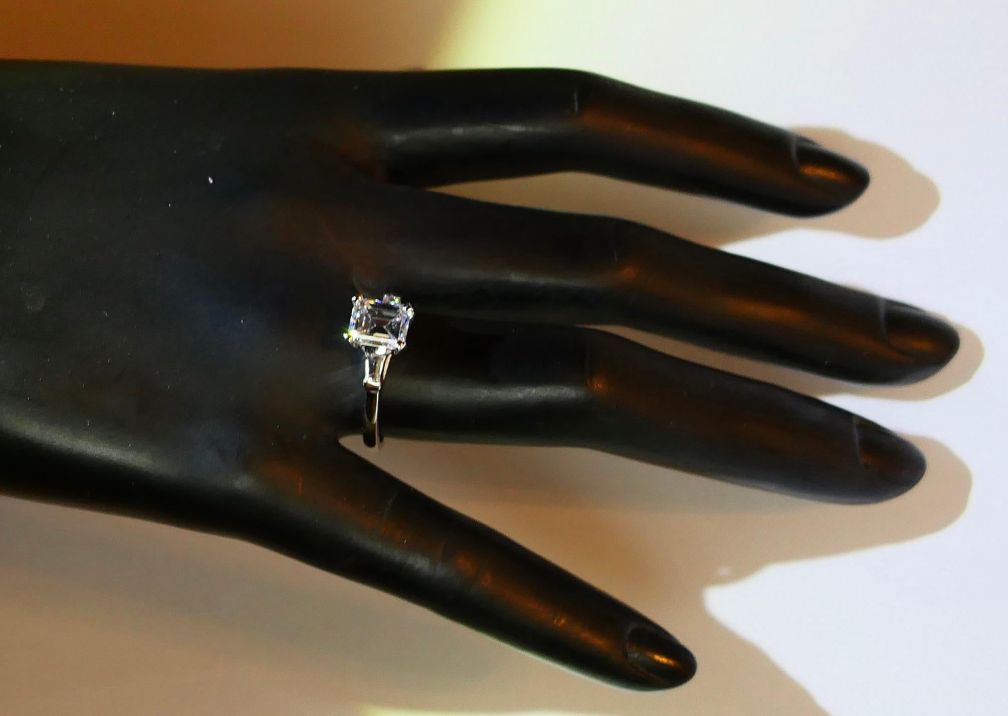 Polished  Diamond 'Emerald Cut’ Ring, GIA report no. 5222228828