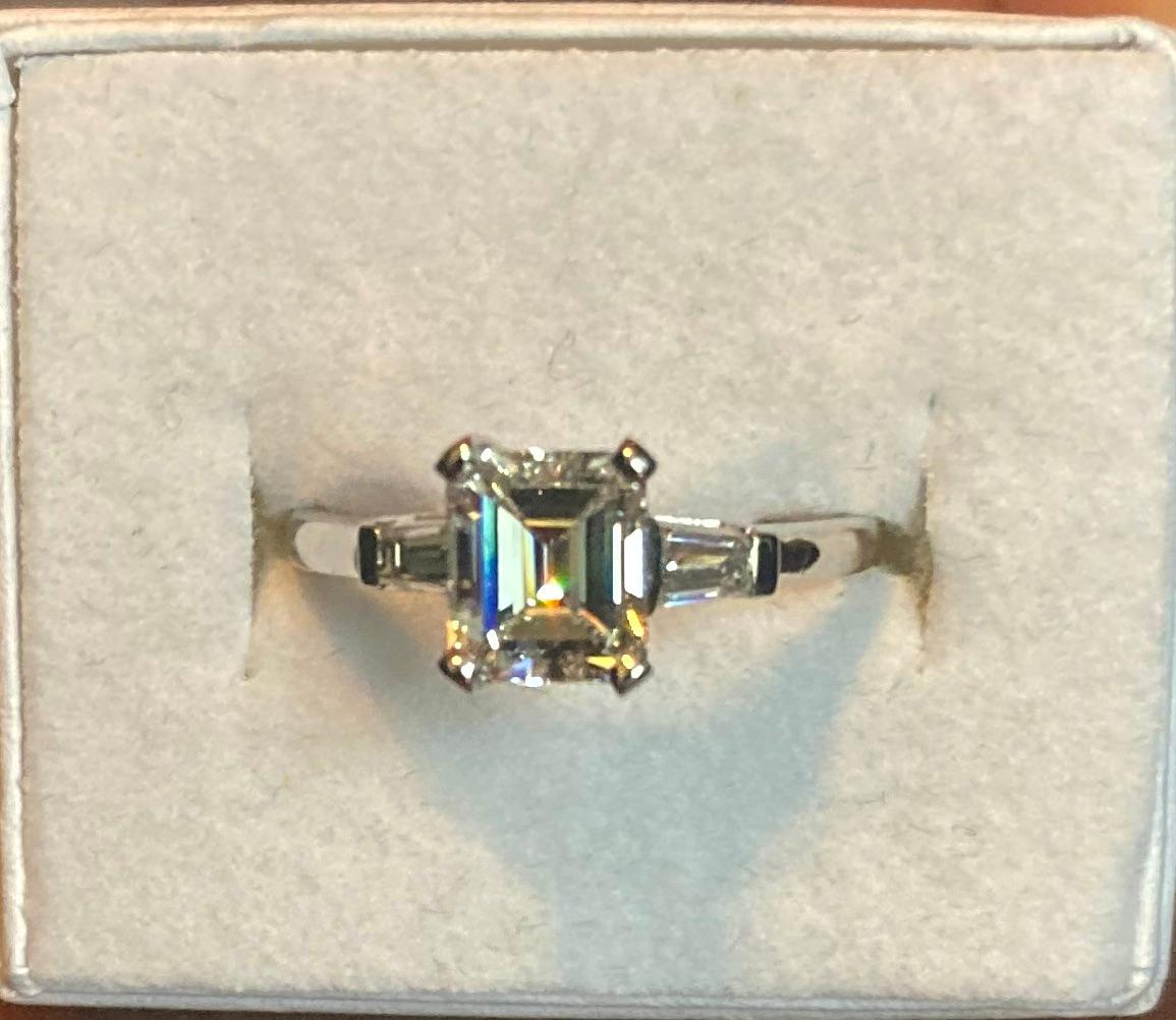 Metal  Diamond 'Emerald Cut’ Ring, GIA report no. 5222228828