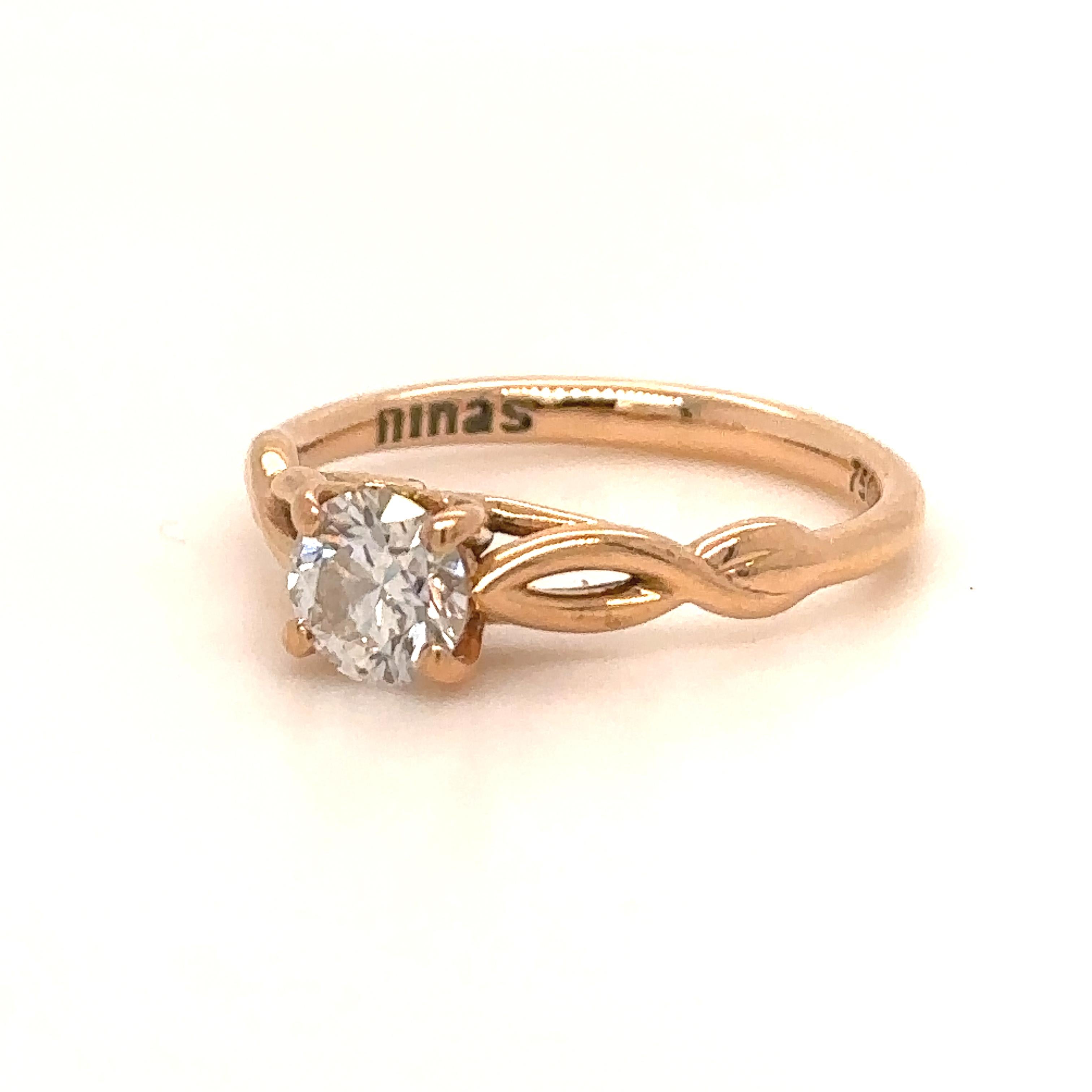 Taille brillant Bague de fiançailles avec diamant GIA de 0.62 carat en vente