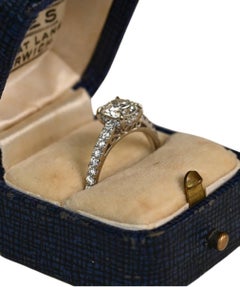 Old Euro Diamond Ring. GIA 0.90ct Diamond Half Eternity Ring 18k White Gold IVS2