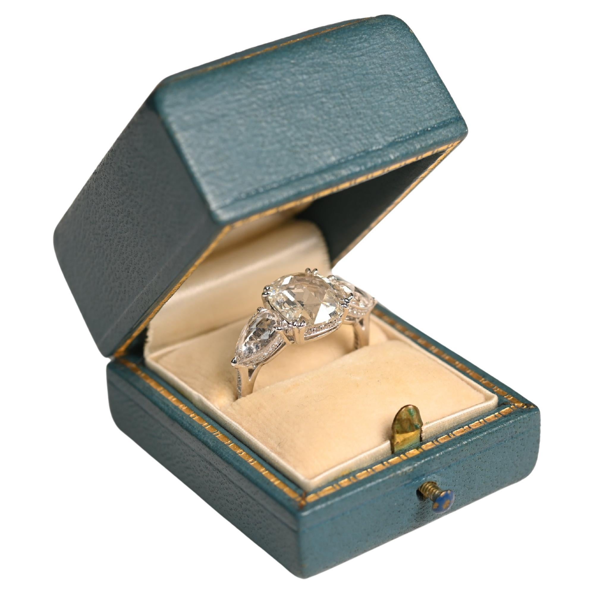 GIA Diamond Engagement Ring (Approx 2-Carats) Rose Cut Diamond, Platinum