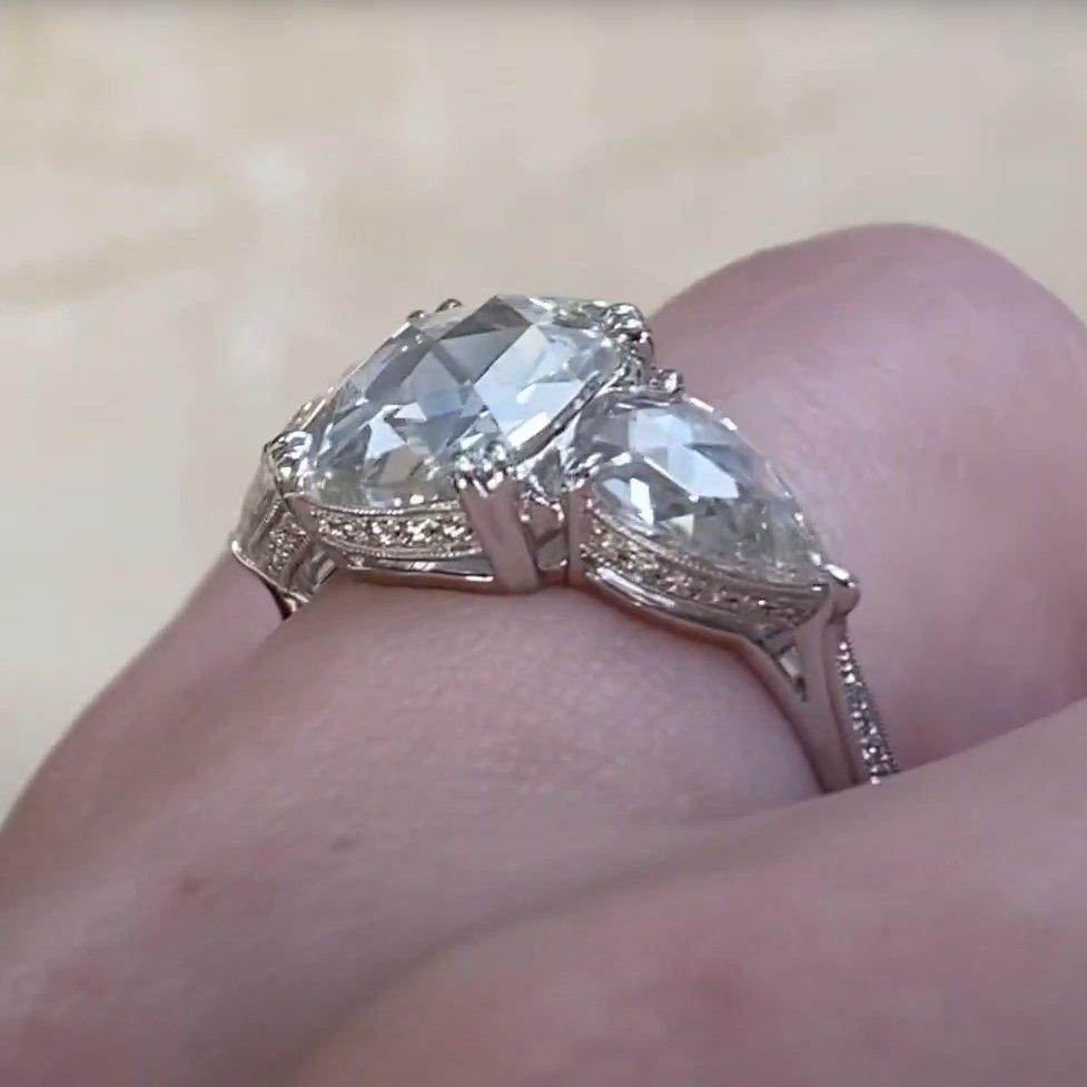 Art Deco GIA Diamond Engagement Ring (Approx 2-Carats) Rose Cut Diamond, Platinum For Sale