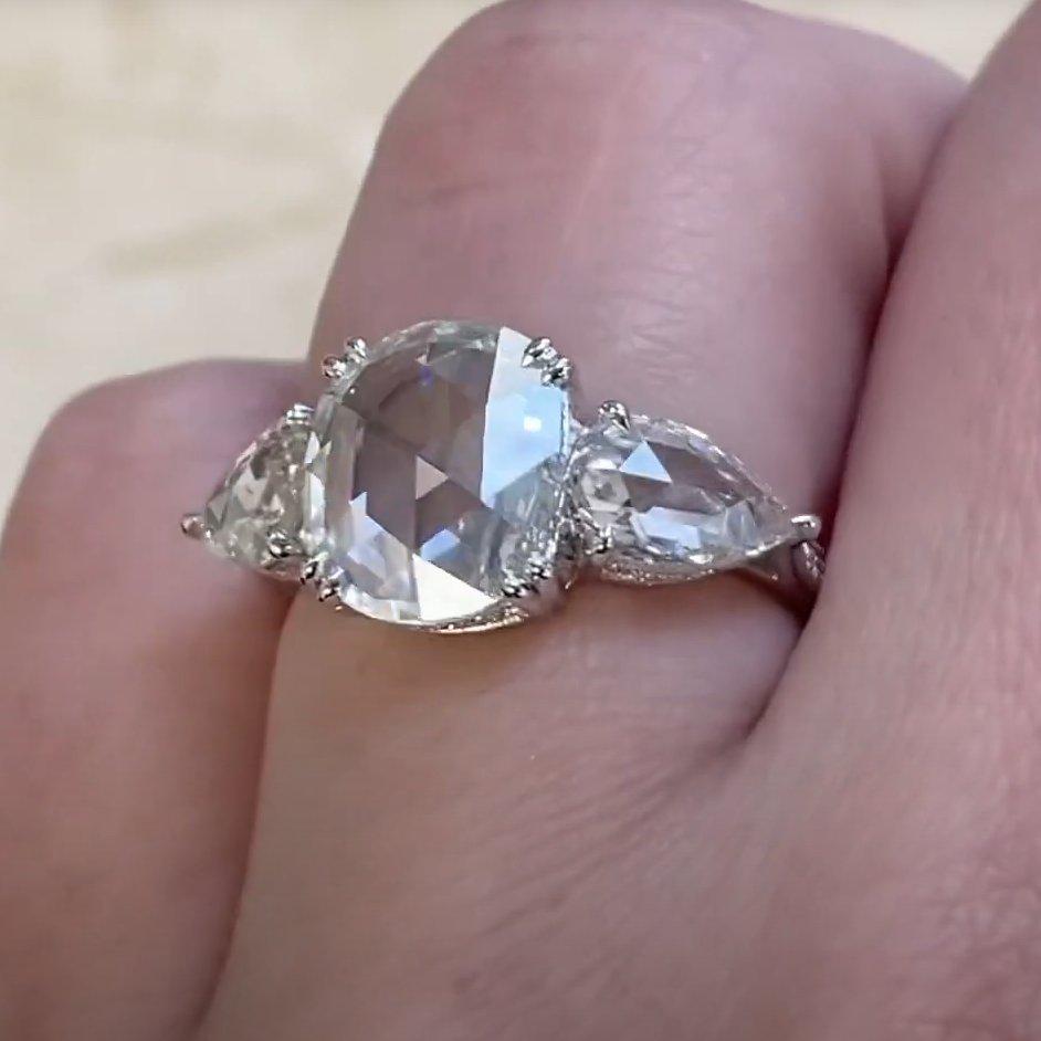 Donna Anello di fidanzamento con diamante GIA (circa 2 carati) taglio rosa, platino in vendita