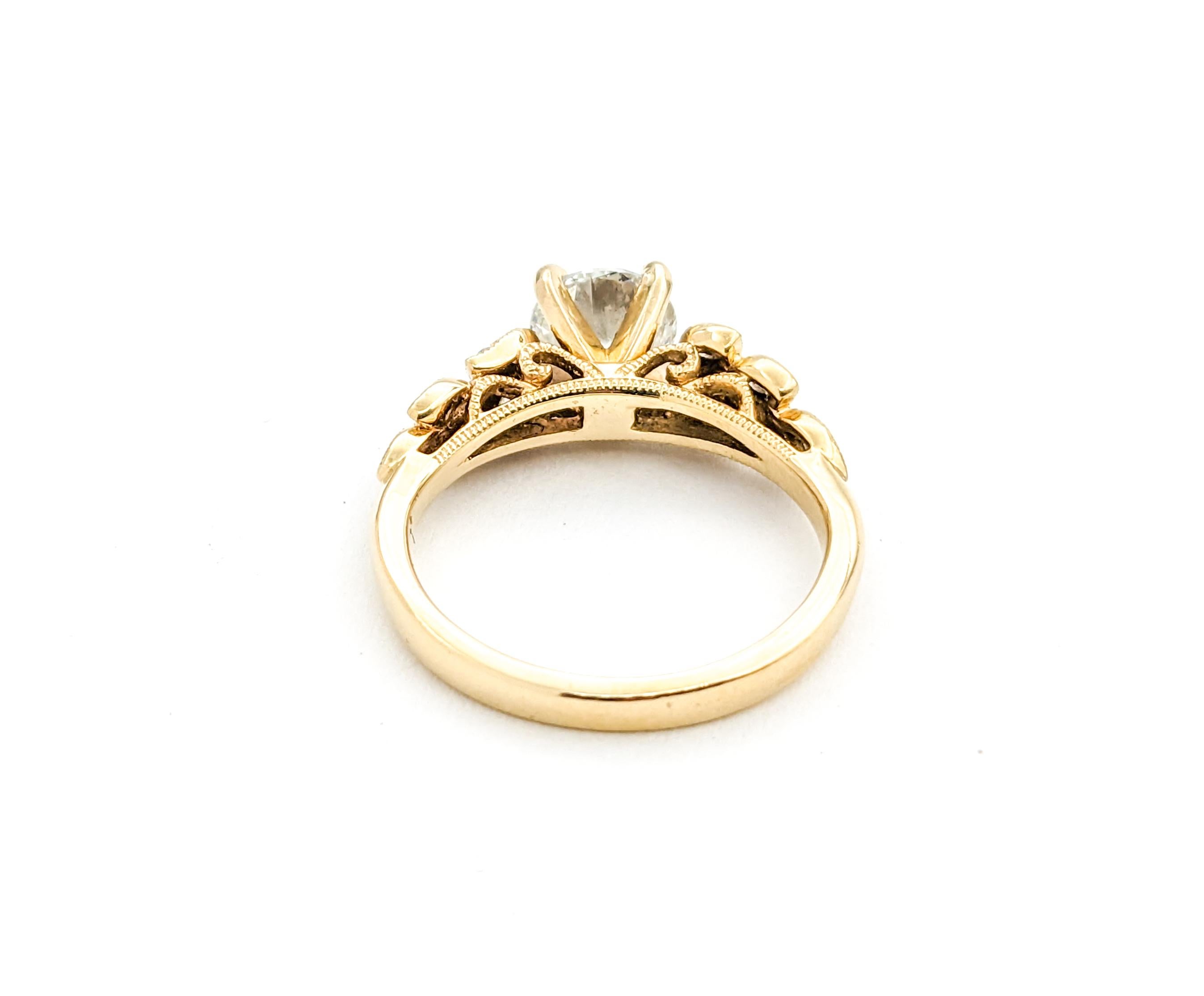 GIA Diamond Engagement Ring In Yellow Gold For Sale 4