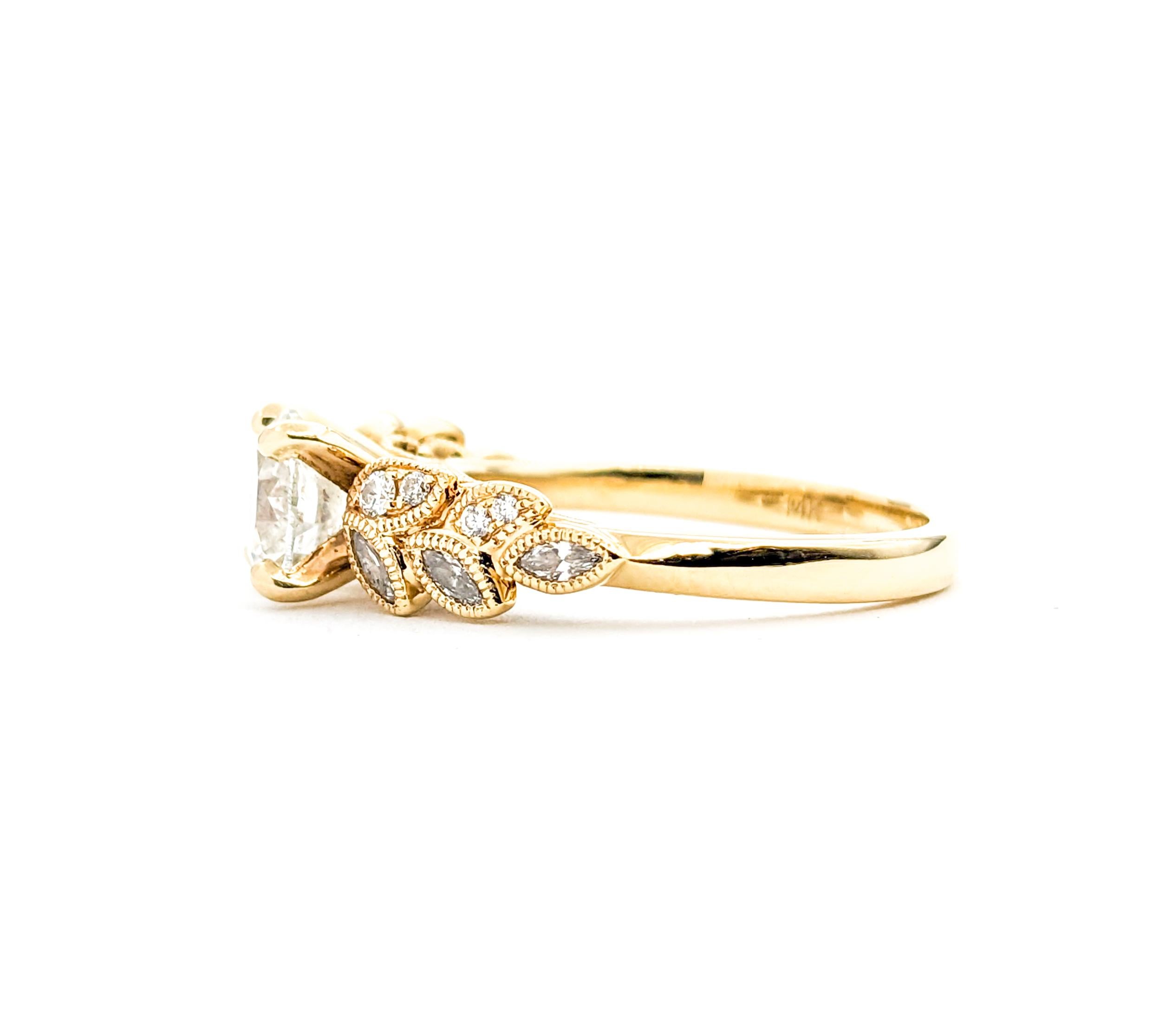 GIA Diamond Engagement Ring In Yellow Gold For Sale 5