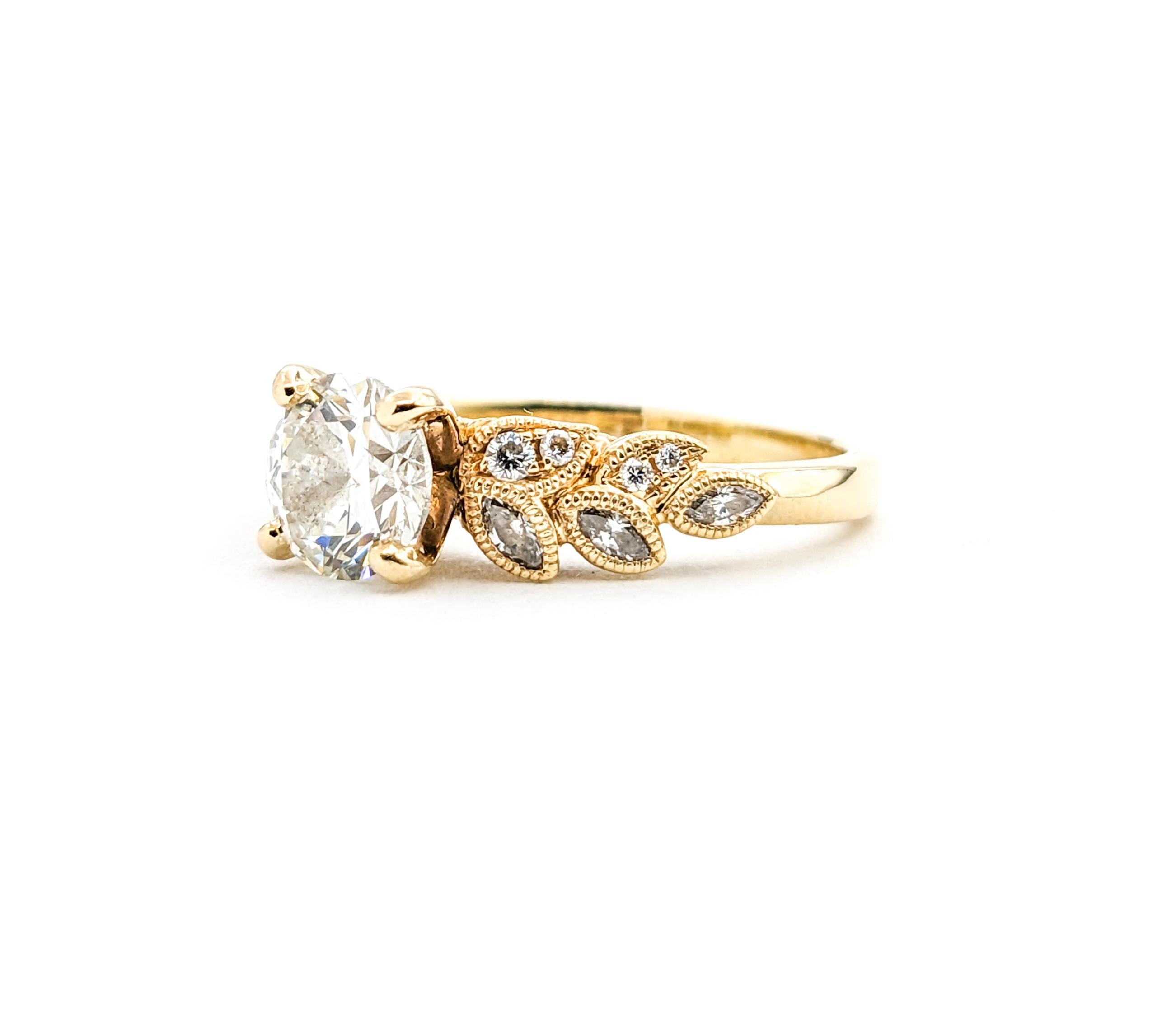 GIA Diamond Engagement Ring In Yellow Gold For Sale 6