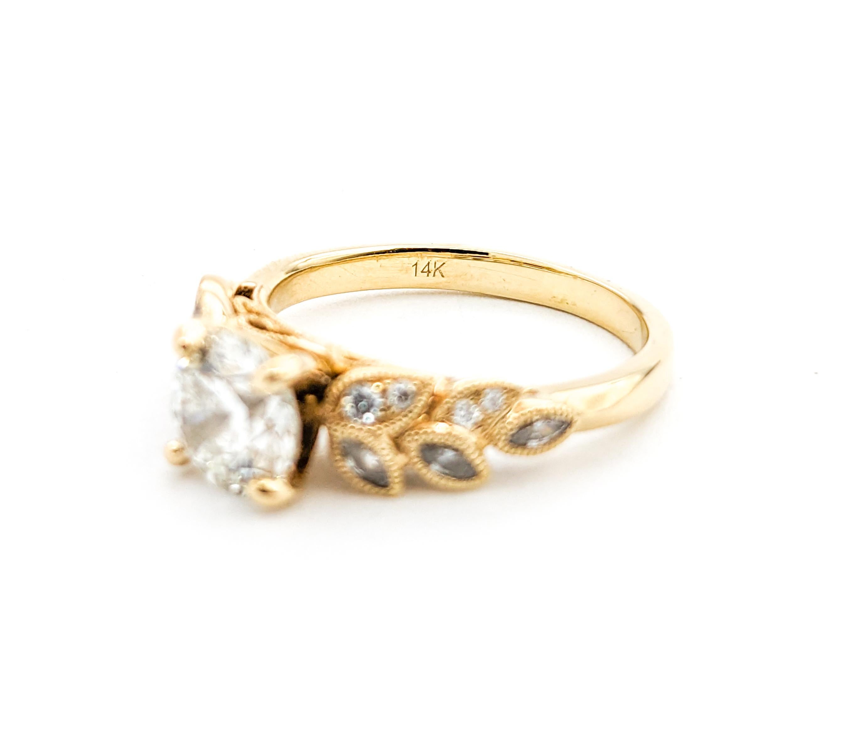GIA Diamond Engagement Ring In Yellow Gold For Sale 7