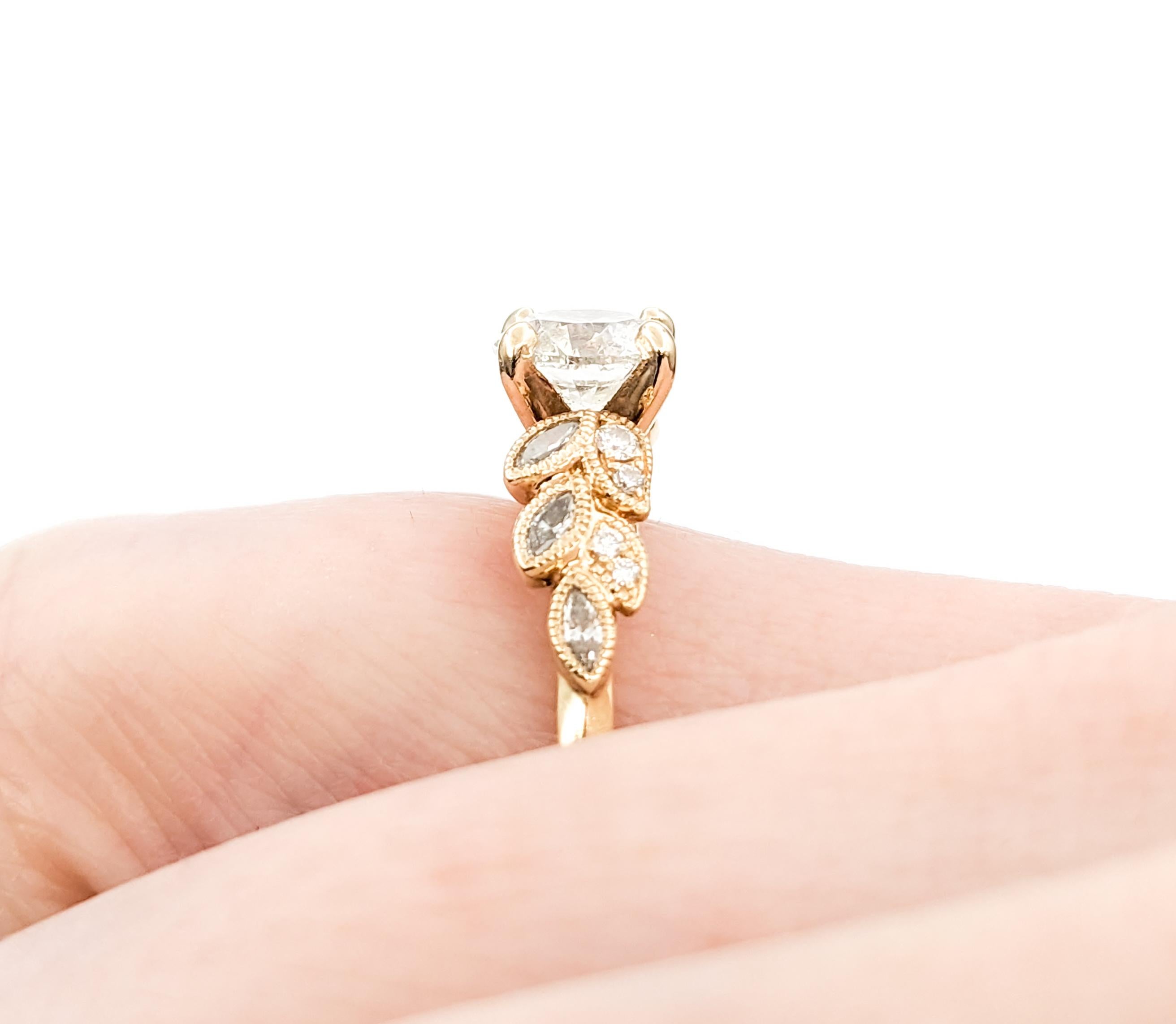 GIA Diamond Engagement Ring In Yellow Gold In Excellent Condition For Sale In Bloomington, MN