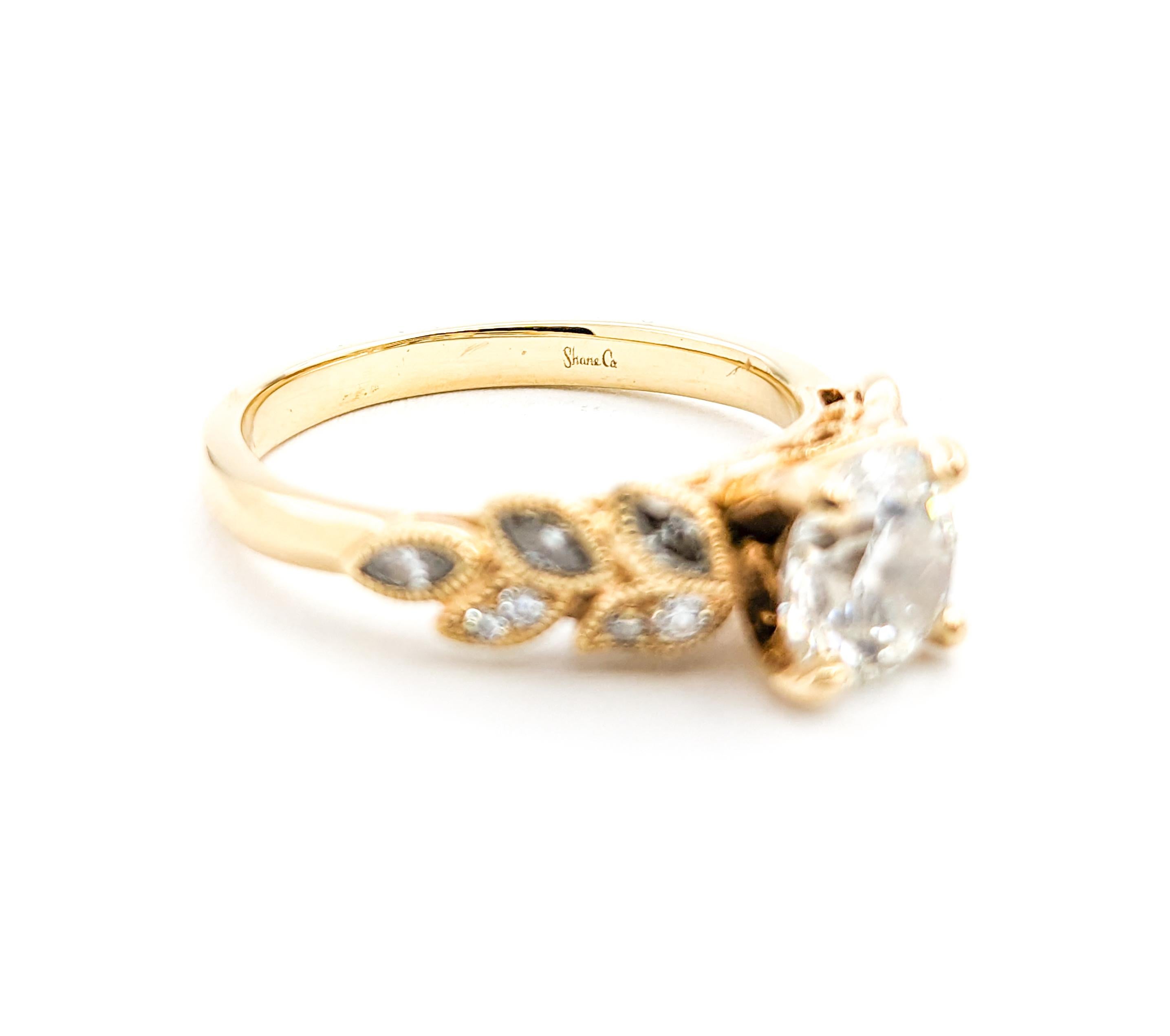 GIA Diamond Engagement Ring In Yellow Gold For Sale 2
