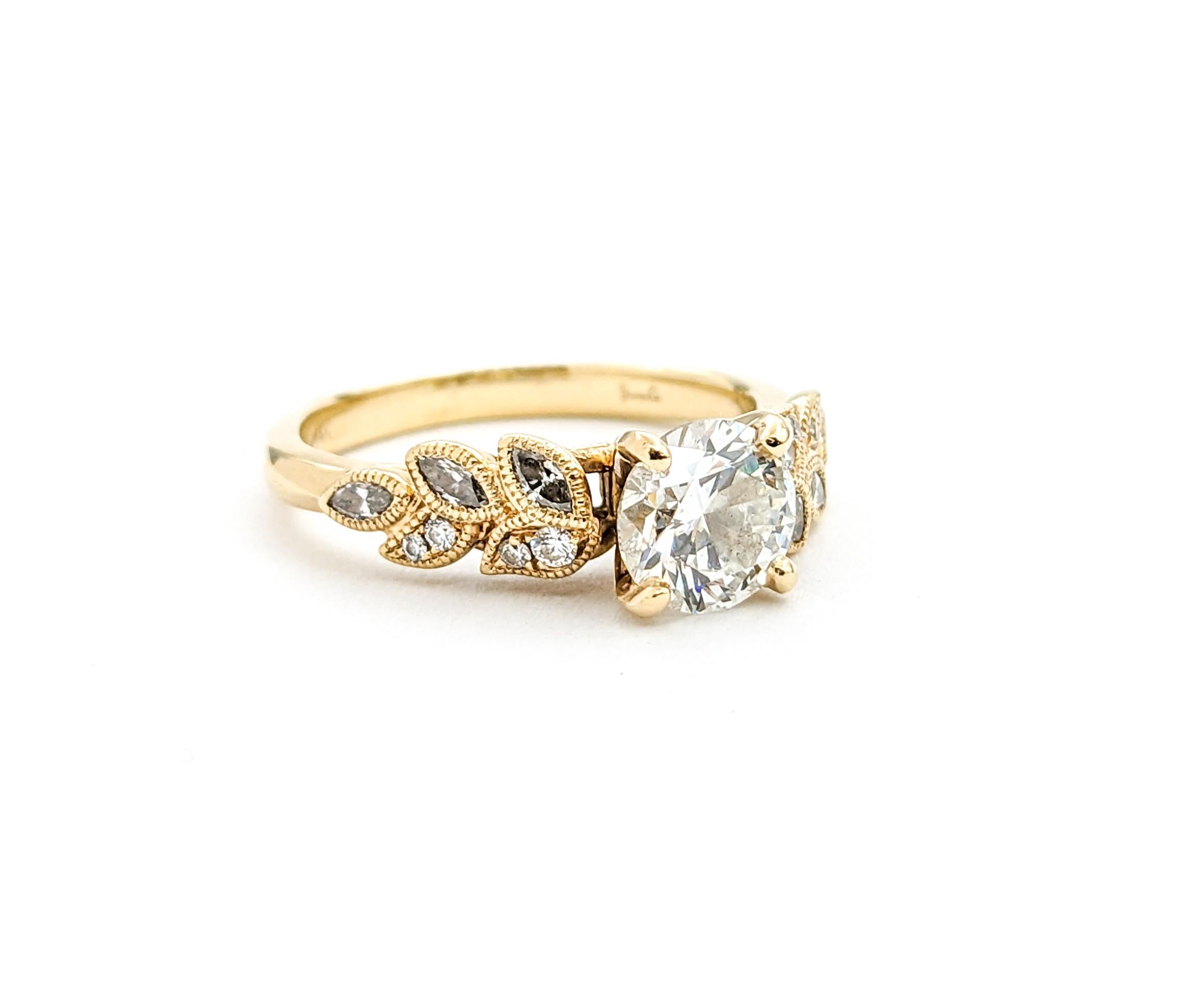 GIA Diamond Engagement Ring In Yellow Gold For Sale 3