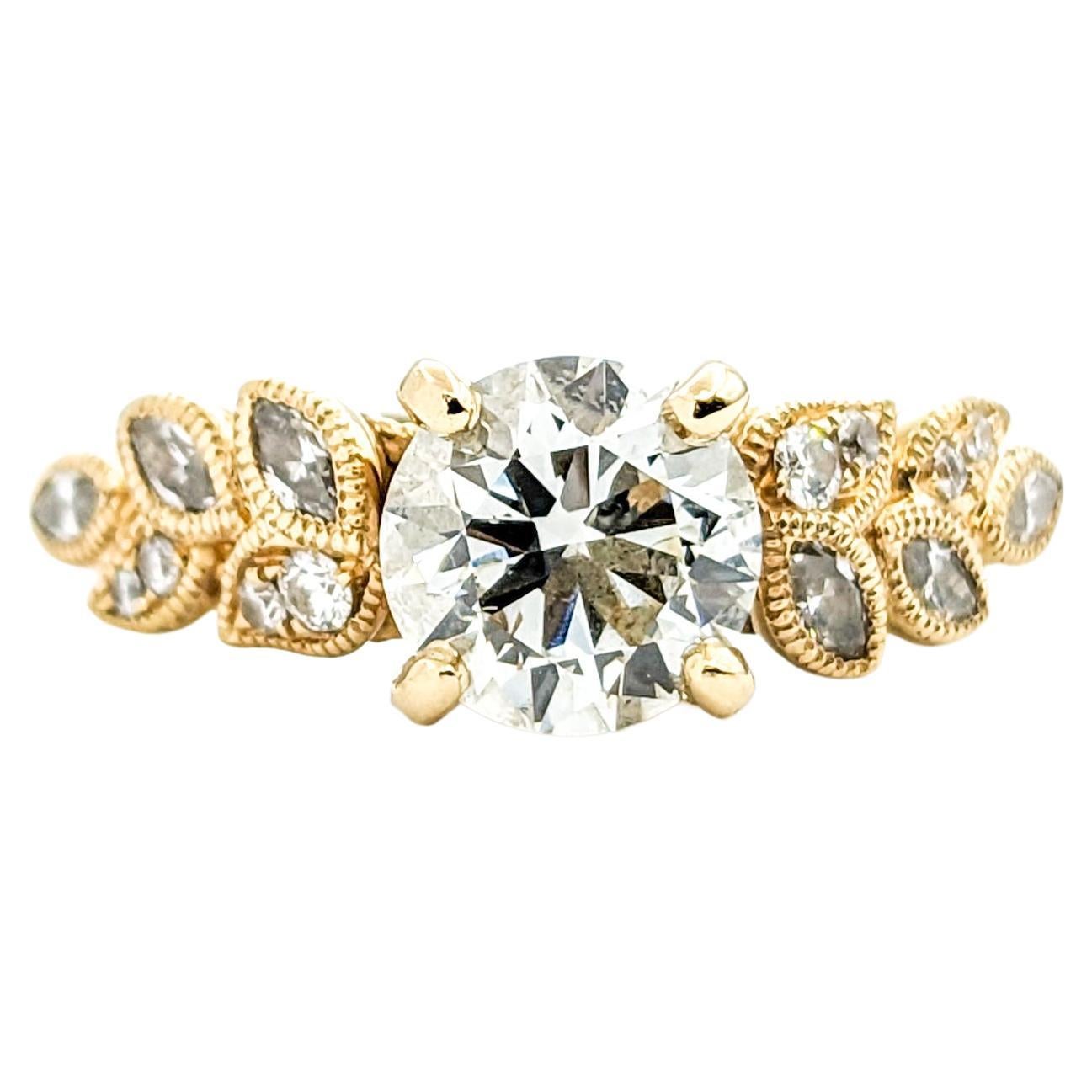 GIA Diamond Engagement Ring In Yellow Gold For Sale