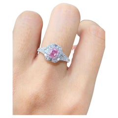 GIA Diamond Halo Engagement Ring in 18k