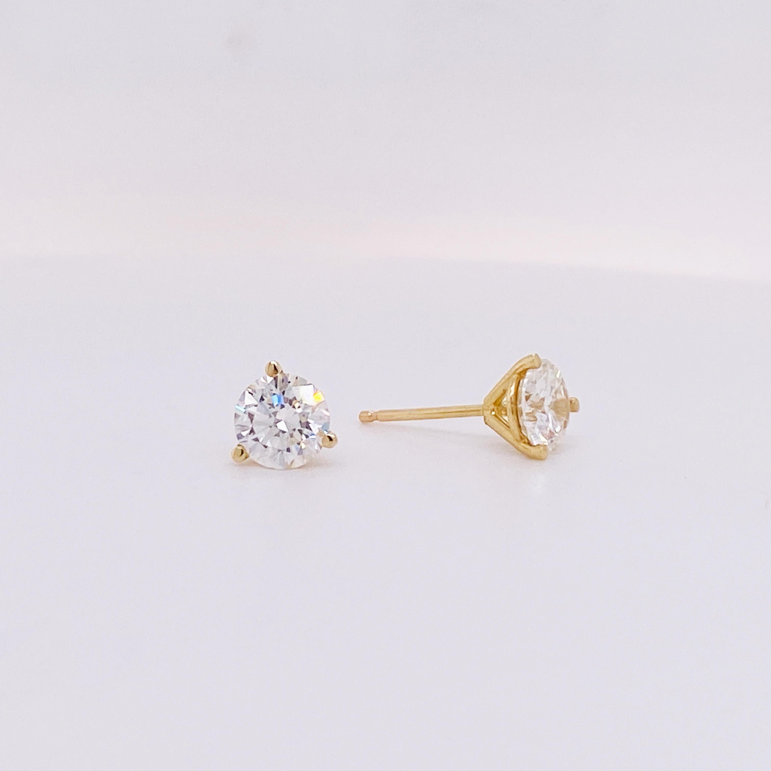 These stunning martini stud diamond earrings are perfect for any ear! Wear them alone or next to other favorite earrings! Martini studs are popular because they have a low profile close to the ear and still keep the stone proudly displayed for
