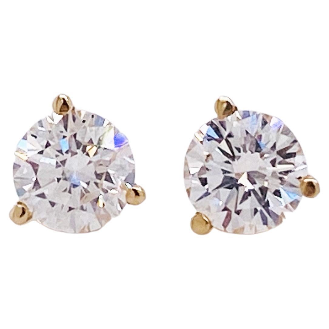 GIA Diamond Martini Stud Earrings 1.40 Carats in 14k Yellow/White/Rose Gold LV For Sale