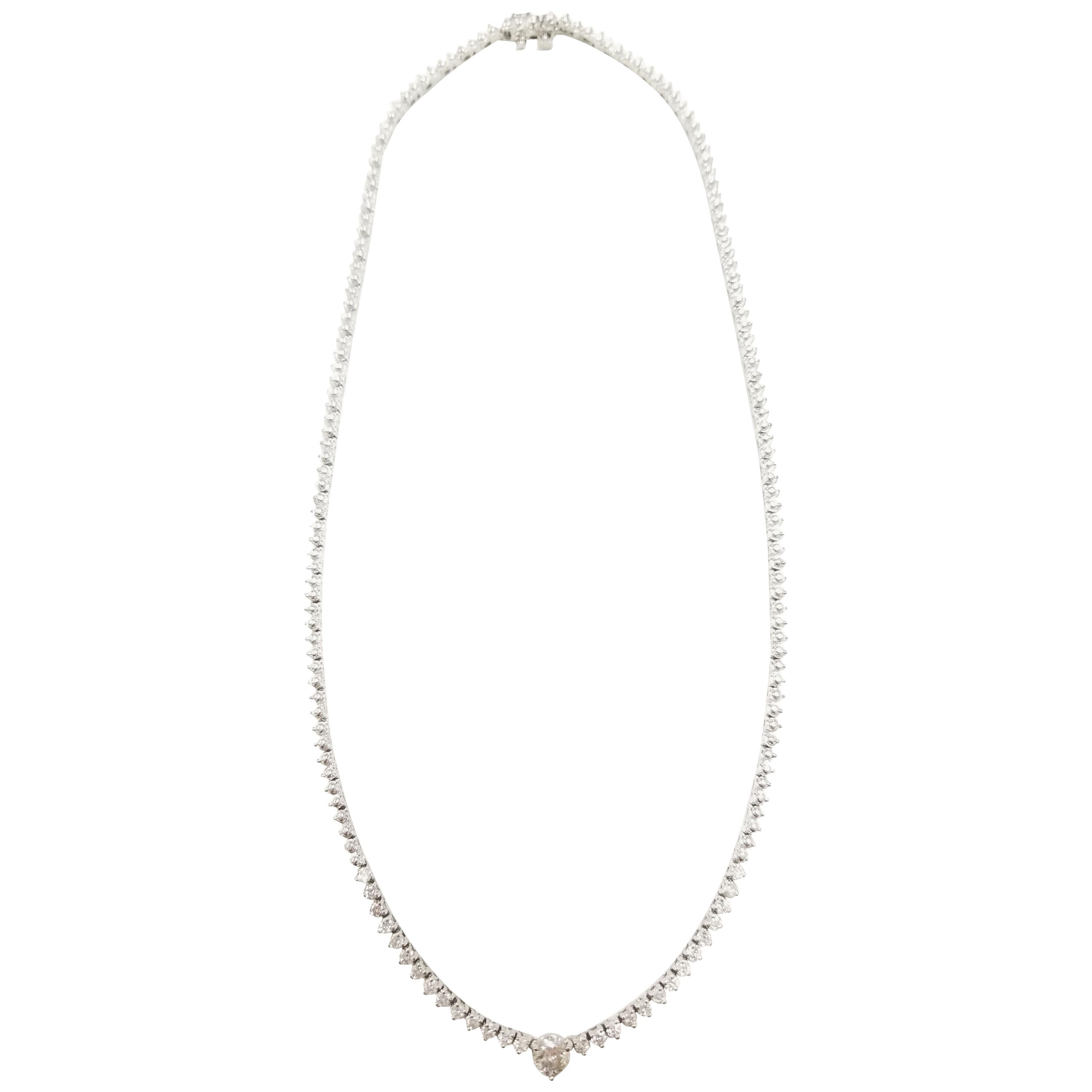 GIA Diamond Necklace 14 Karat White Gold