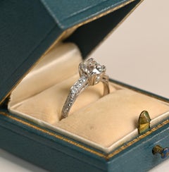 GIA Diamond Platinum Engagement Ring. 1ct Old European Cut Diamond Platinum GSI1