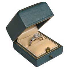 1 Carat Old European Cut Ring. GIA Three Stone Engagement Ring Platinum K VS2