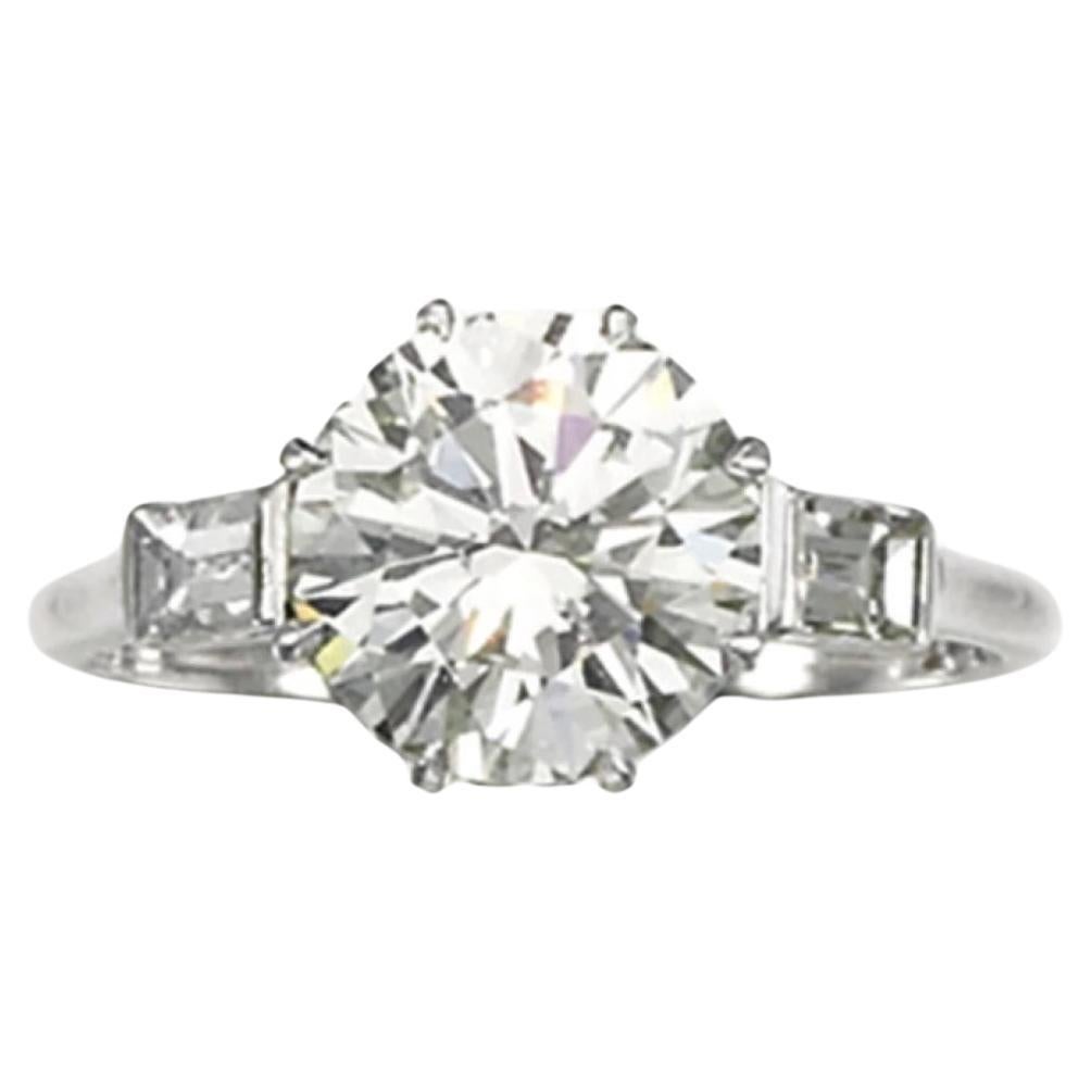GIA Diamond Solitaire ring 2.61 carats round cut in platinum set