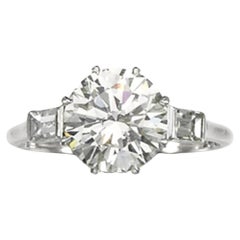 GIA Diamond Solitaire ring 2.61 carats round cut in platinum set