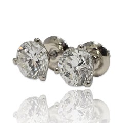 GIA Diamond Stud Earrings 2.00ctw Round I/VS2 & G/VVS2 in 14K White Gold