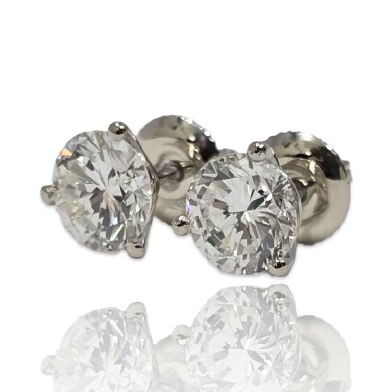 0.60CT F/VS2 Round Genuine Diamonds 14K Solid White Gold Stud Earrings - Limor