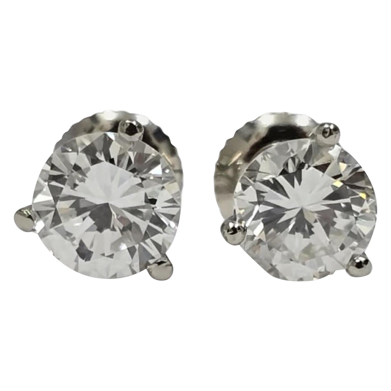 GIA Pendientes de diamantes redondos de 2,00 ctw I/VS2 y G/VVS2 en oro blanco de 14 quilates