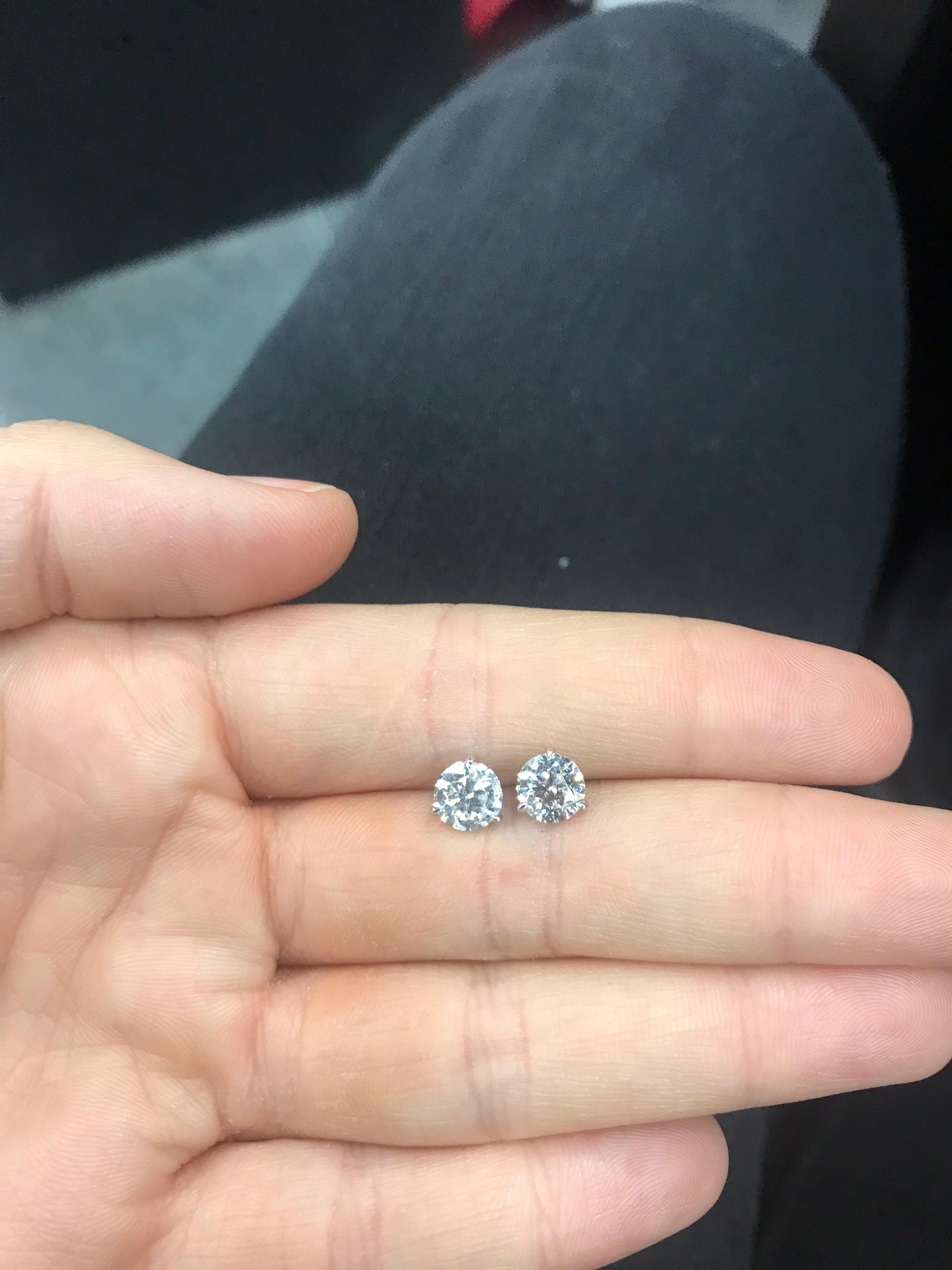 GIA Diamond Stud Earrings 2.03 Carat I-J I2 In New Condition In New York, NY