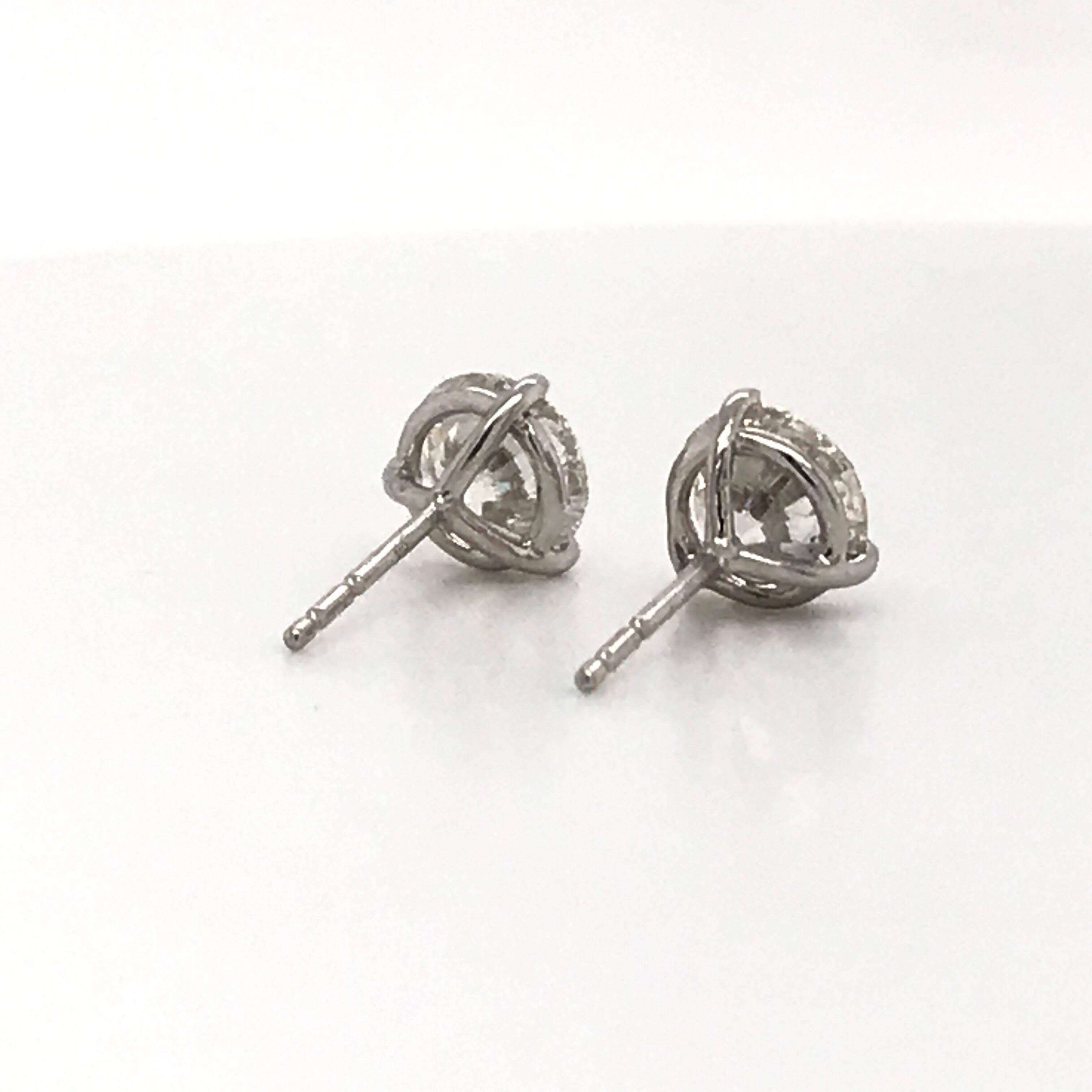 Women's or Men's GIA Diamond Stud Earrings 2.10 Carat H-I I1 18 Karat White Gold