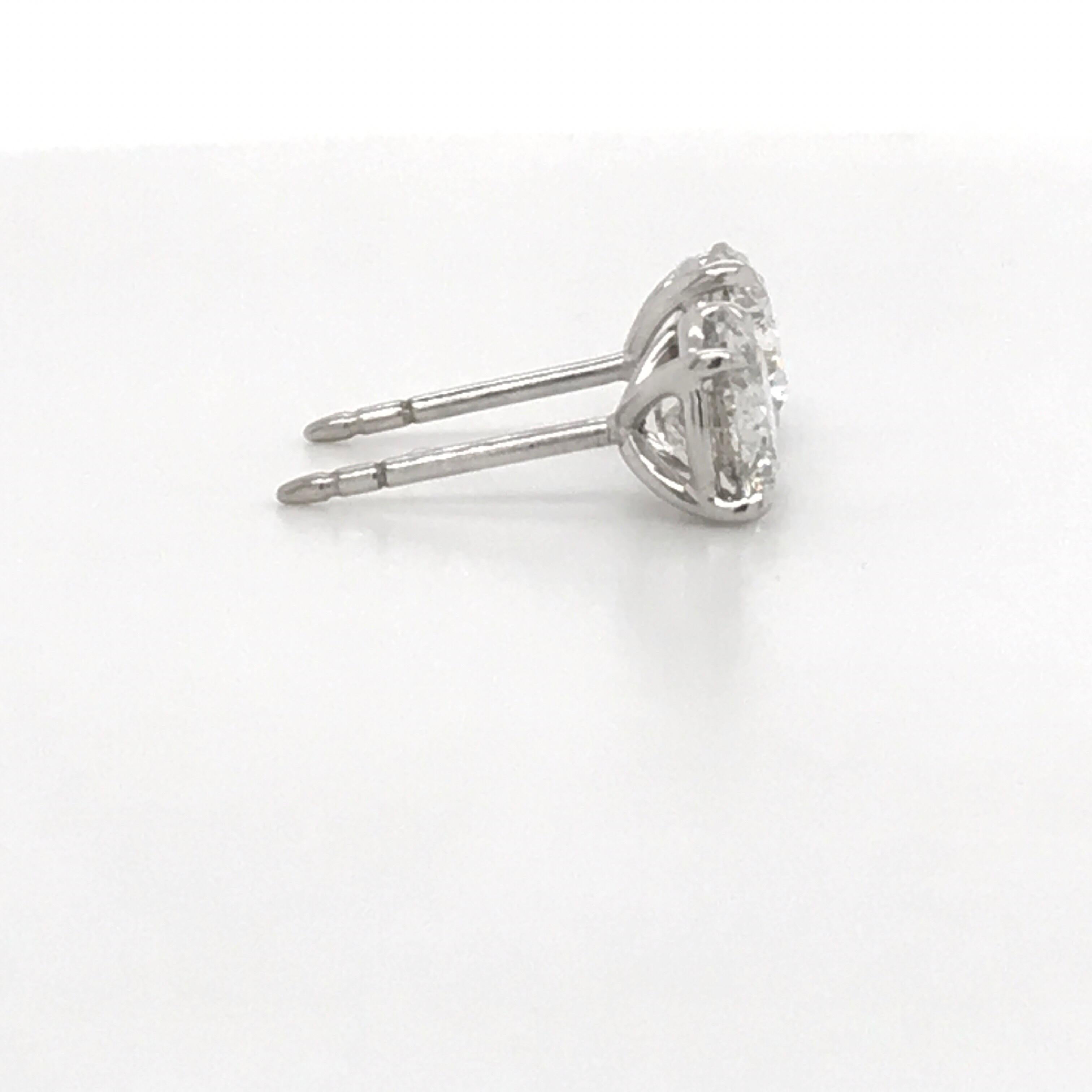 Women's or Men's GIA Diamond Stud Earrings 2.16 Carat H-I I1 18 Karat White Gold