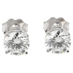 GIA Diamond Stud Earrings in 14k White Gold H VS1 1.49 Ctw