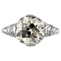 GIA Edwardian 4.45ctw Old European Diamond Platinum Engagement Ring