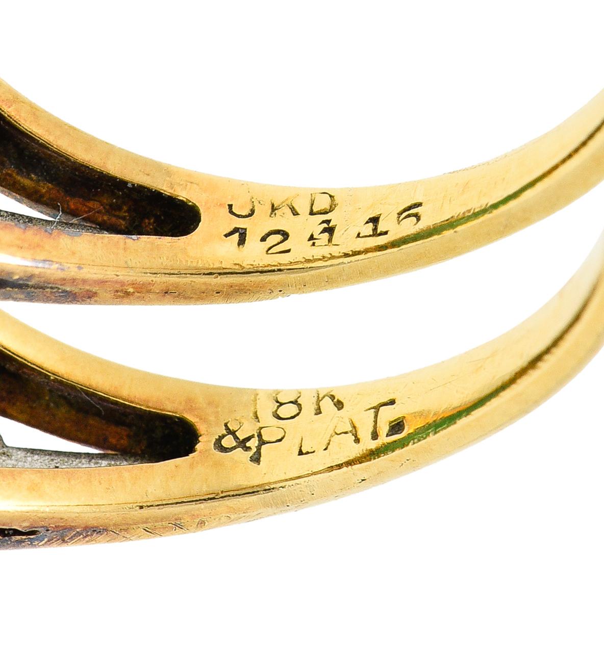 GIA Edwardian Natural Jadeite Jade Platinum 18 Karat Yellow Gold Antique Ring For Sale 2