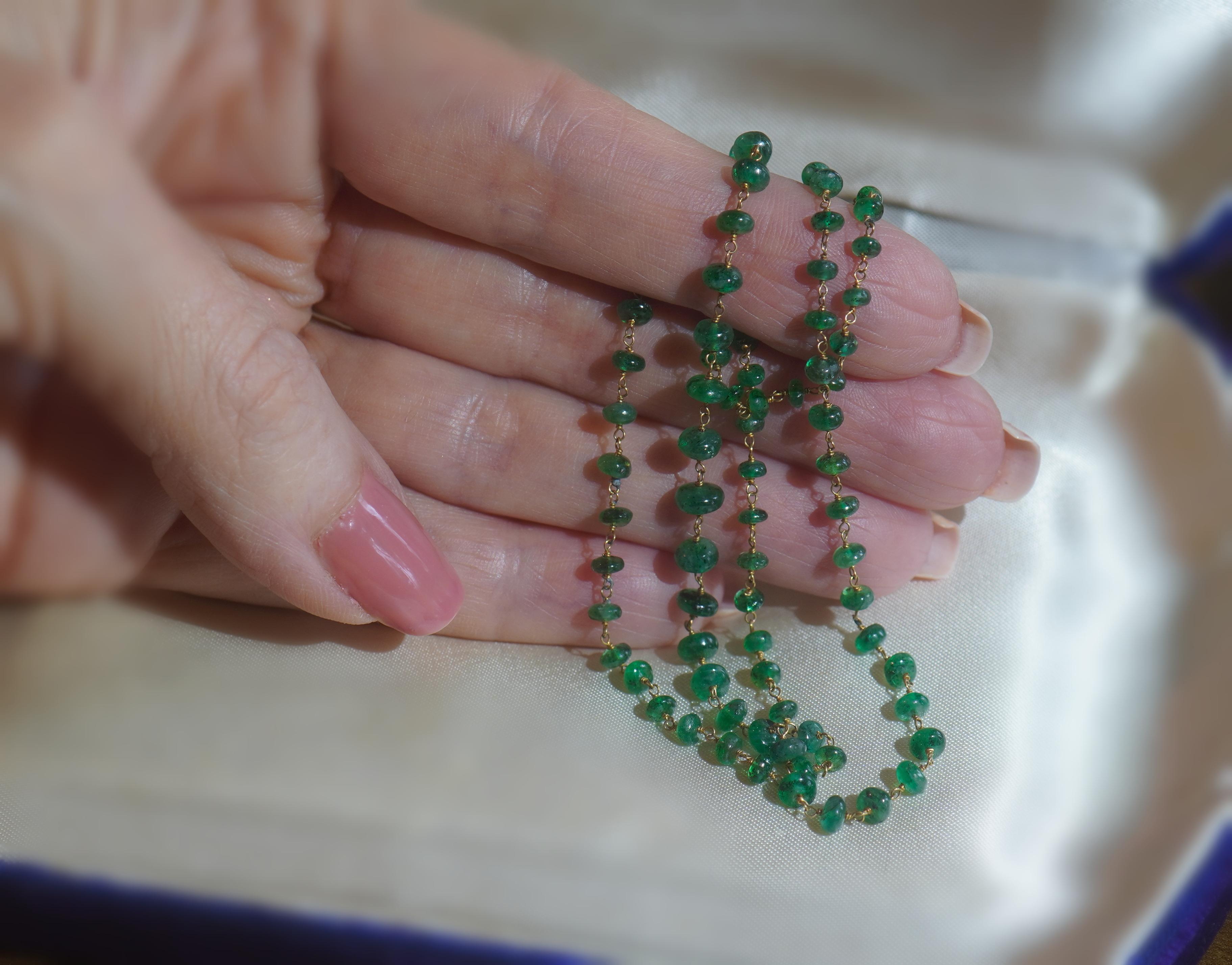 GIA Smaragd 18K Halskette Antike viktorianische Vintage Perlen Natur fein 15,33 Karat (Rundschliff) im Angebot