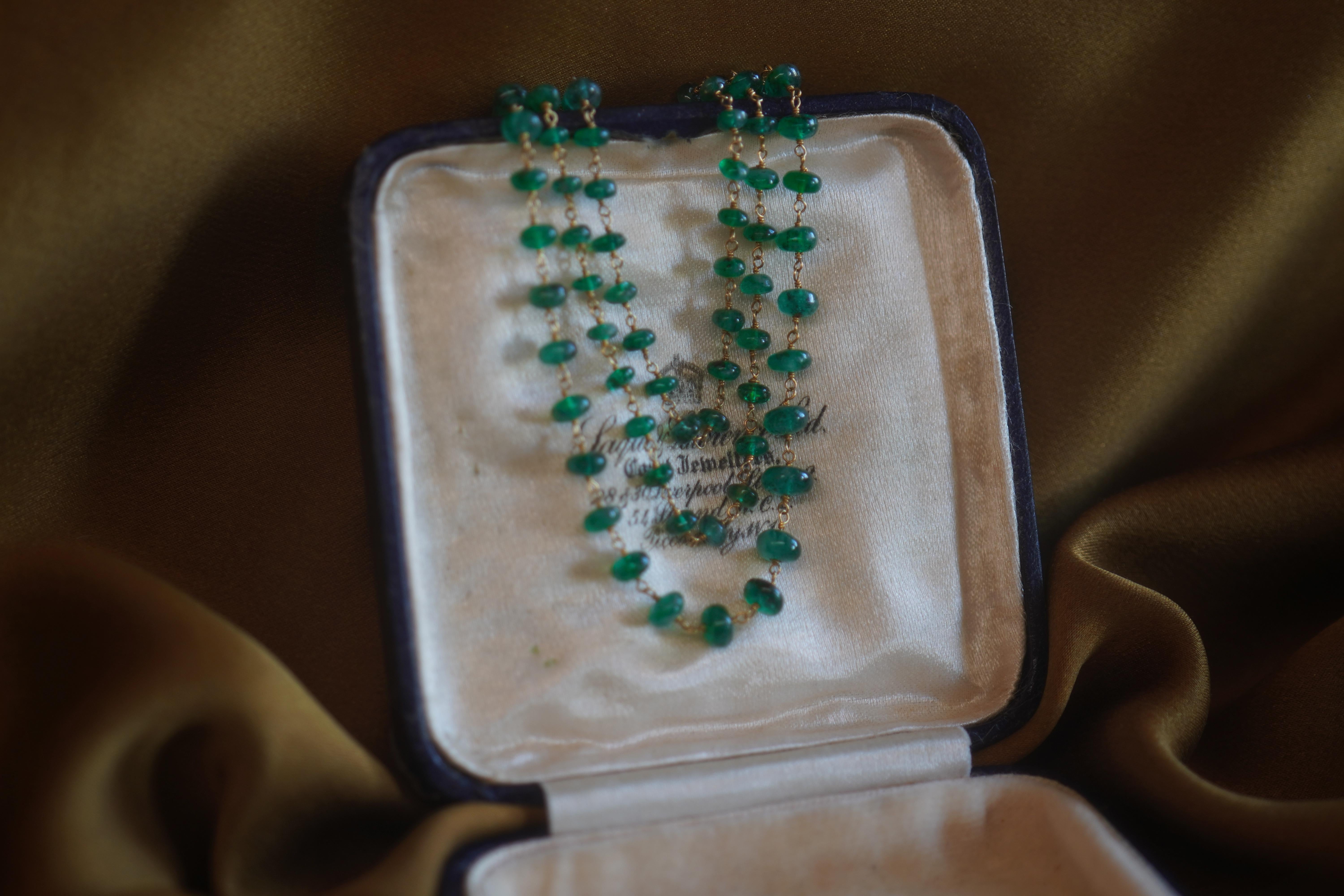 GIA Emerald 18K Necklace Antique Victorian Vintage Beads Natural Fine 15.33 Cts For Sale 2