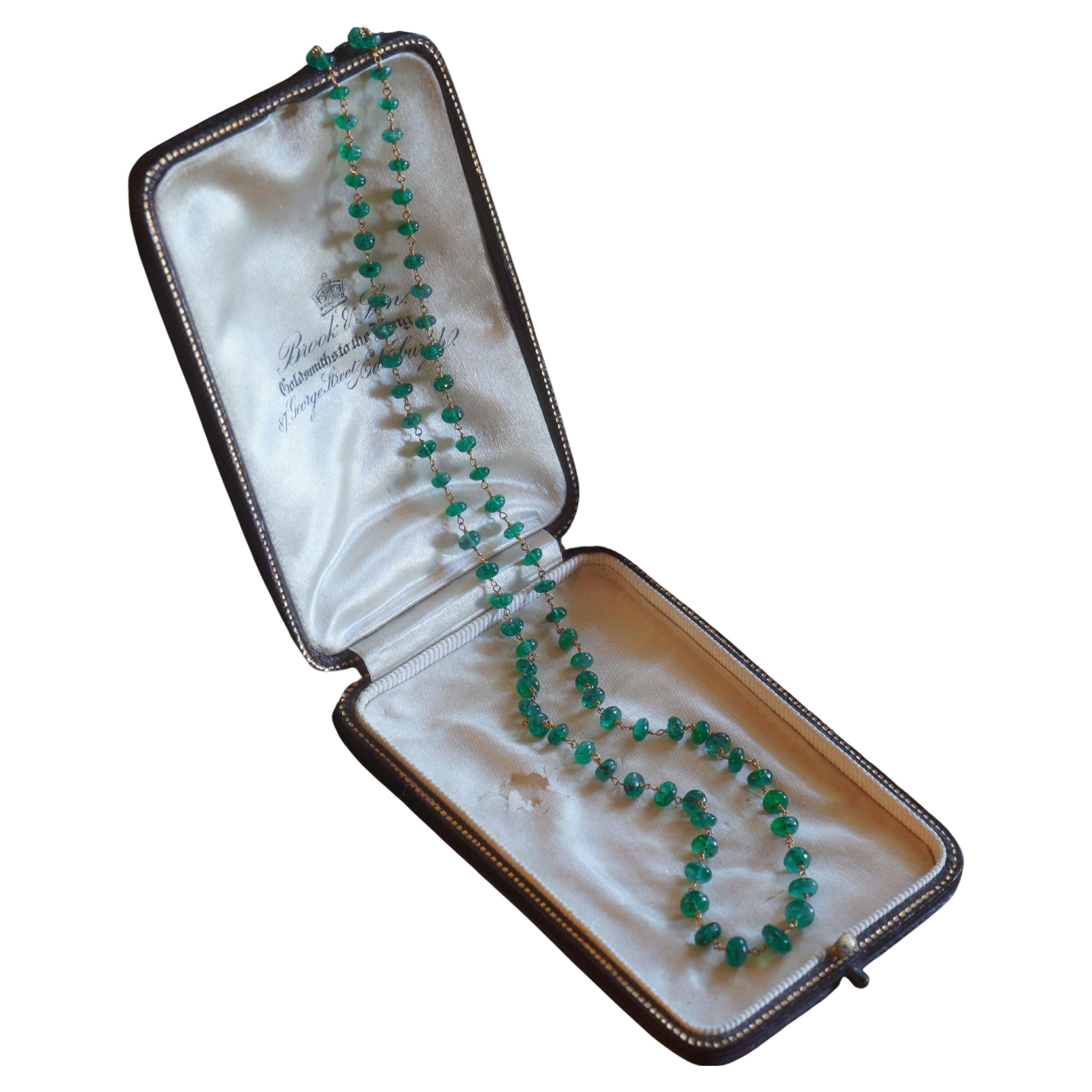 GIA Smaragd 18K Halskette Antike viktorianische Vintage Perlen Natur fein 15,33 Karat im Angebot