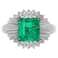 GIA Esmeralda y Diamante Anillo de Cóctel Bailarina