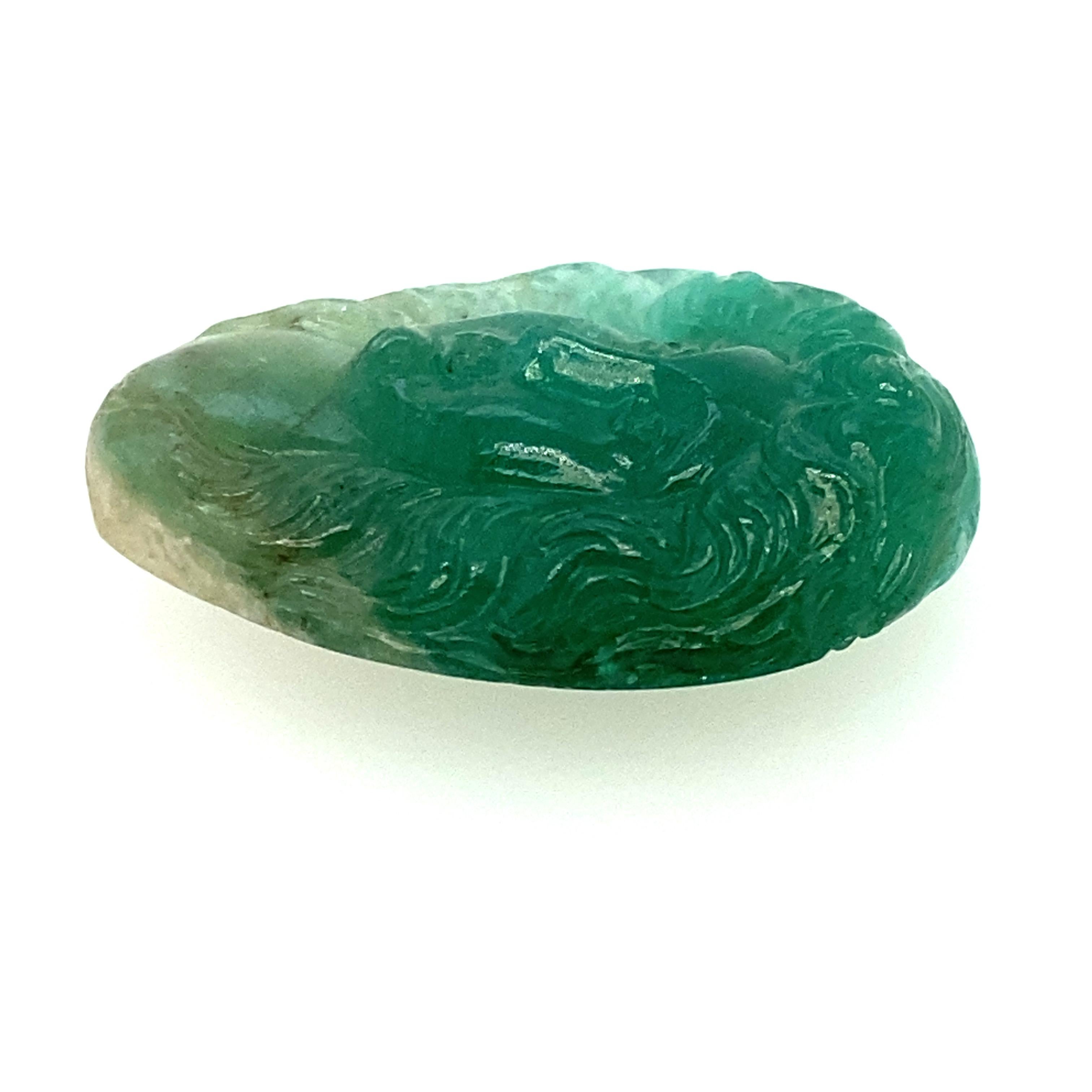 GIA Emerald Cameo 20.10ct Ural Mountains Origin For Sale 3