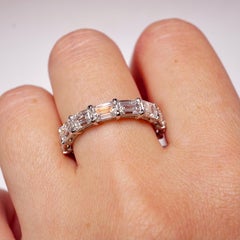 GIA Certified 4.27 Carat Emerald Cut East West Style Eternity Band