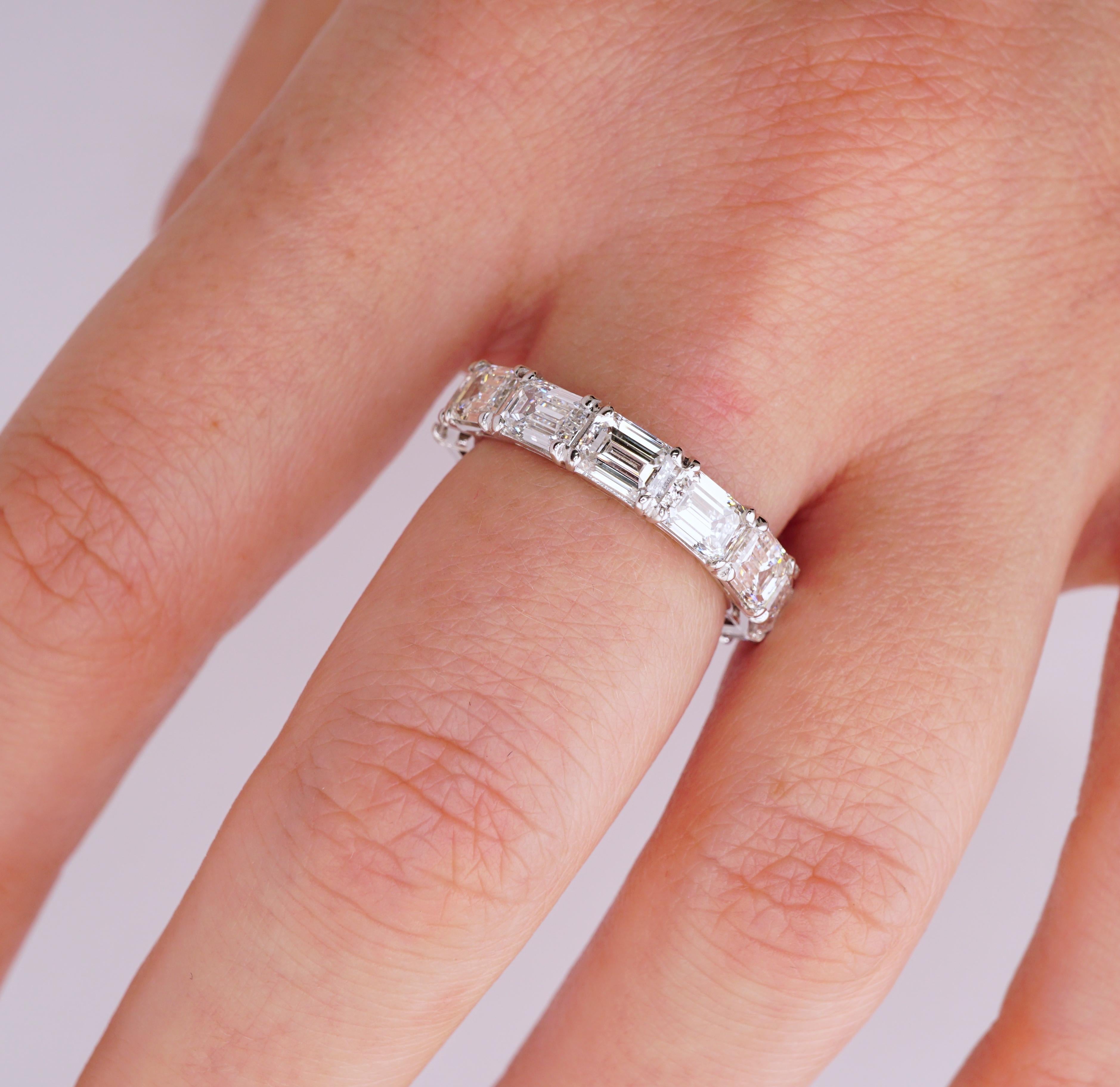 horizontal emerald cut eternity band