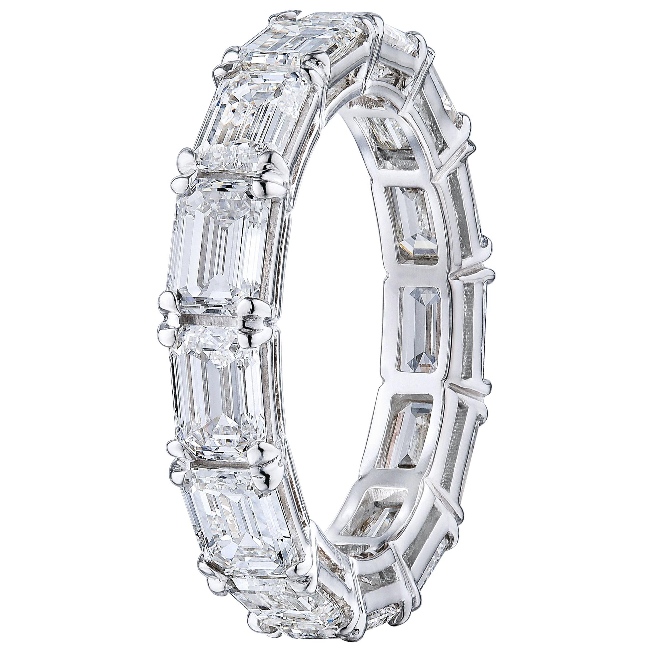 GIA Emerald Cut 5.01 Carat Diamond East West Style Wedding Eternity Band