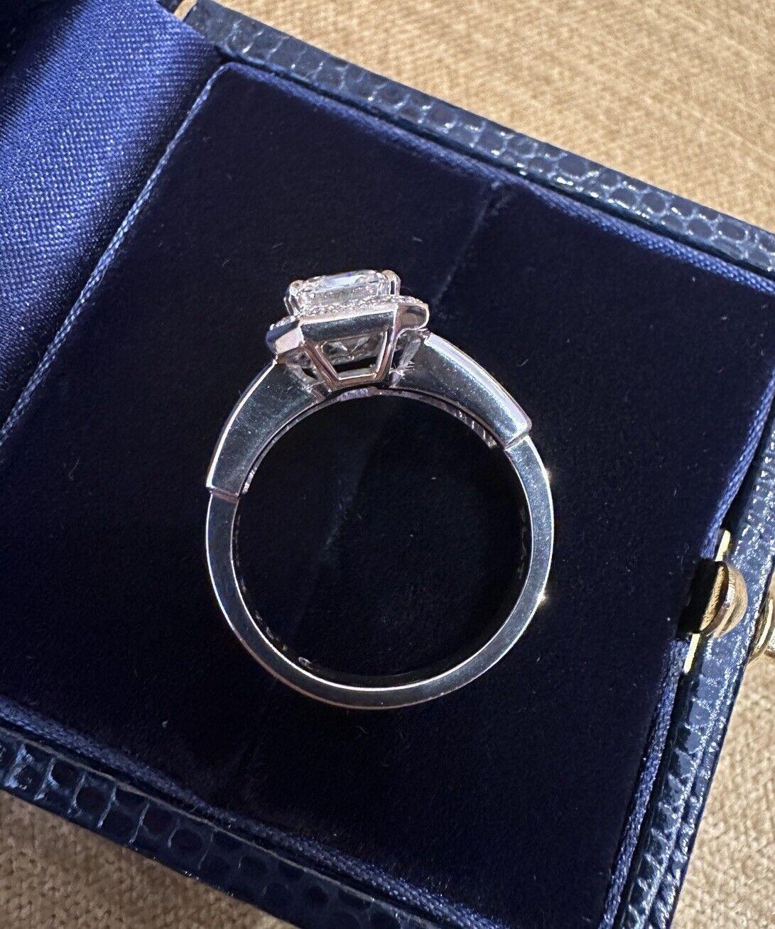GIA Emerald Cut Diamond 1.92 carat D-VS1 Engagement Halo Ring in Platinum 3