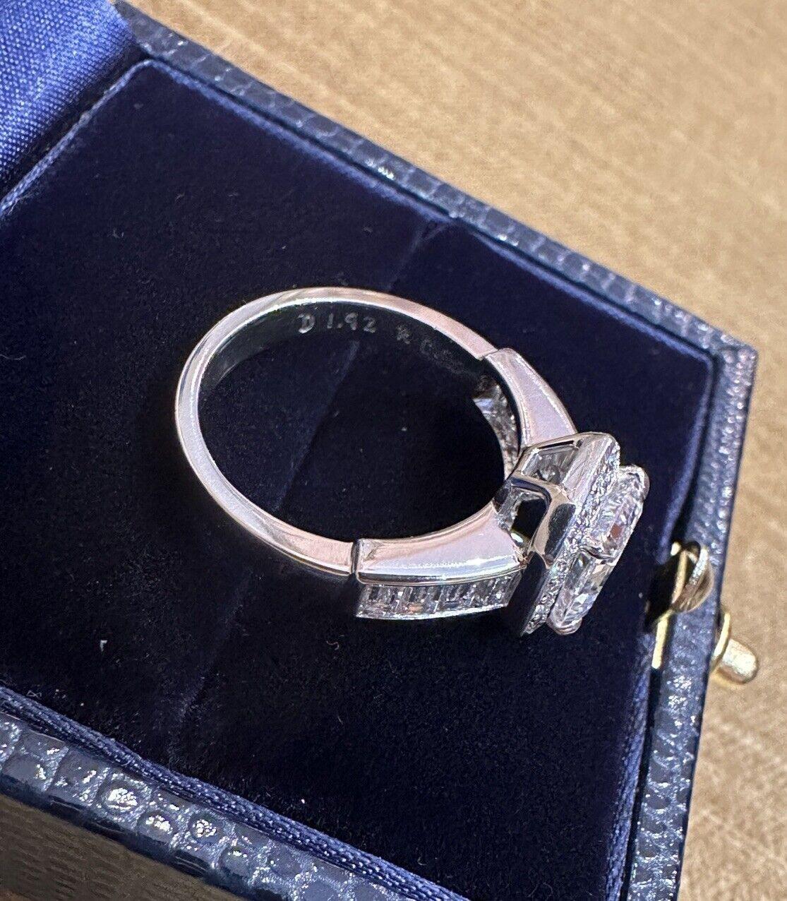 GIA Emerald Cut Diamond 1.92 carat D-VS1 Engagement Halo Ring in Platinum 4