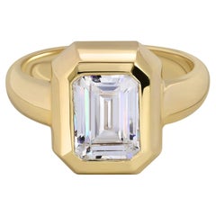 GIA Emerald-Cut Diamond Bezel Engagement Ring Setting in 14k