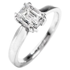 GIA Emerald-Cut Diamond I-VS1 Solitaire Engagement Gold Ring