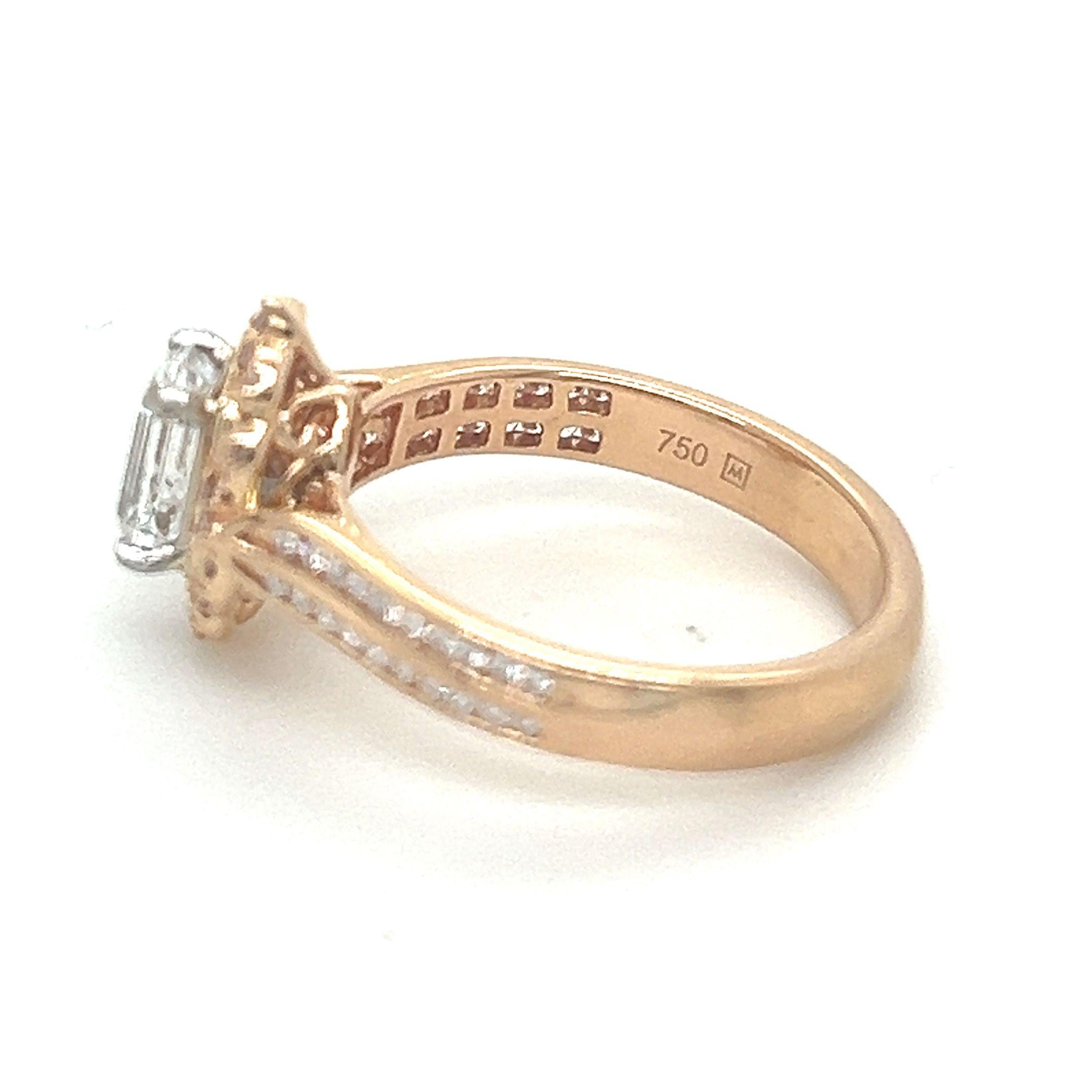 GIA Emerald Cut Diamond Ring 1.25ct For Sale 4