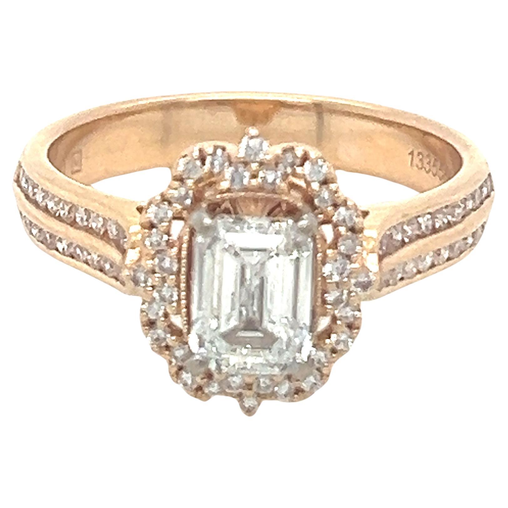 GIA Emerald Cut Diamond Ring 1.25ct For Sale