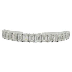 GIA Emerald Cut Half Carat Each Diamond Tennis Bracelet in 18K White Gold